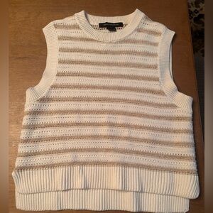 French Connection Cream and Tan Striped Sweater